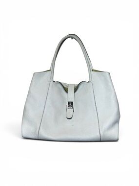 Pebble-Textured White Leather Tote